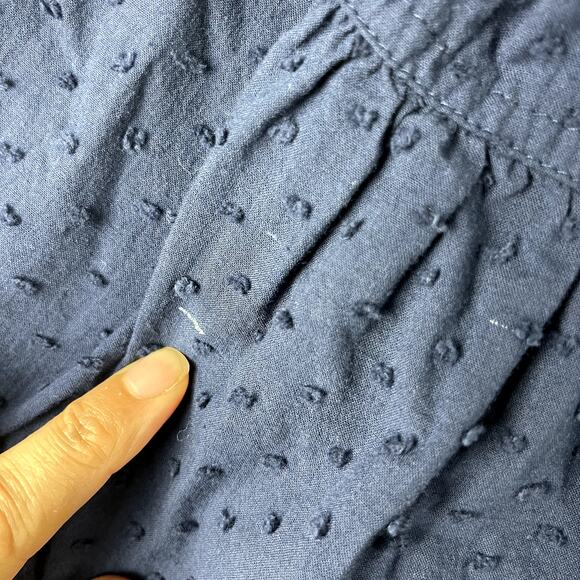 Pomander Place Tuckernuck Scarlett Top Womens Large Blue Swiss Dot Button Down - Picture 15 of 16